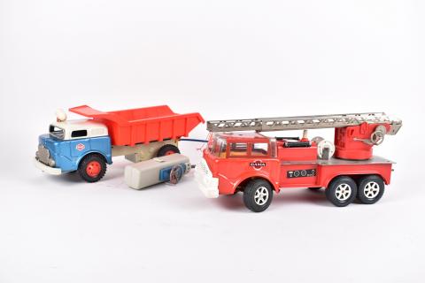 ANCIEN JOUET CAMION de pompier en tôle mecanique avec clef EUR 32,00 - PicClick FR