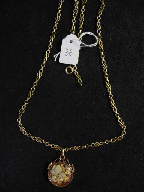 Sautoir Ancien En Perles Avec Pendentif - Bijou Vintage - Occasion