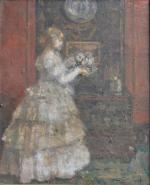 Suzanne MINIER (1884-?)
Femme dans un intérieur
Huile sur toile signée en...