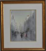Maurice FILLONNEAU (1930-2000)
Rue animée
Aquarelle signée en bas à droite
32 x...