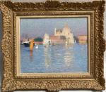 Henri MARTIN (1860-1943)
Venise, la Salute, circa 1915. 
Huile sur carton...