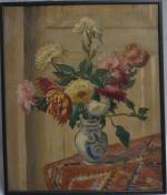 Nicolas CZINOBER [hongrois] (1898-1984)
Bouquet de fleurs dans un vase, 1947....