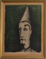 Bernard BUFFET (1928-1999)
Le clown au fond vert, 1960. 
Epreuve d'artiste...