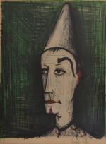 Bernard BUFFET (1928-1999)
Le clown au fond vert, 1960. 
Epreuve d'artiste...
