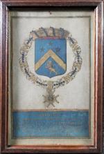 Ecole française du XVIII's : Armoiries d'Antoine-Bernard BERTHIER-DUFERRAND, chevalier de...