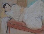 Jean LAUNOIS (1898-1942)
Femme algérienne couchée, circa 1921. 
Dessin et pastel...