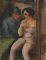 Jean LAUNOIS (1898-1942)
Soldat approchant une prostituée
Dessin et aquarelle signé en...