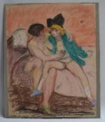 Jean LAUNOIS (1898-1942)
Les deux prostituées
Pastel signé en bas à droite...