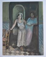 Jean LAUNOIS (1898-1942)
Deux algériennes dans un intérieur
Gouache signée en bas...