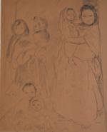Jean LAUNOIS (1898-1942)
Algérie, mères et enfants, 1921. 
Dessin signé en...