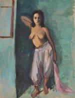 Jean LAUNOIS (1898-1942)
Algérienne seins nus
Gouache et aquarelle signée en bas...
