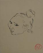 Jean LAUNOIS (1898-1942)
Portrait d'indochinoise
Encre avec cachet du monogramme en bas...