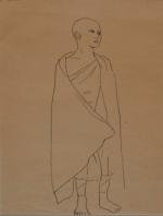 Jean LAUNOIS (1898-1942)
Jeune bonze debout, circa 1923-24. 
Encre avec cachet...
