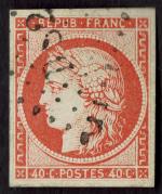 N° 5a de France Cérès 1849 40c orange vif obl...