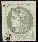 1870 Bordeaux n°41B 4c gris (case 12 du bloc report)...