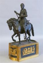 117 - Statuette équestre d' Henri IV en armure, décoré...