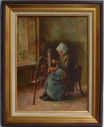ECOLE FRANCAISE du XIXème
La dame au rouet
Huile sur toile
41.5 x...