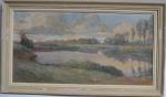 Eugène BERNARD (XIX-XXème)
Les bords de l'Yonne, 1906. 
Huile sur toile...
