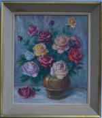 A. DELANNOY (XXème)
Bouquet de roses, 1974. 
Huile sur toile signée...