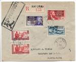 Gabon, timbres d'AEF sur lettre recommandée de Maymba 1946 avec...