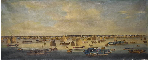 Ecole Anglo-Chinoise (China Trade Painting), vers 1840<br />
« Vue du Front de Mer à Honam »<br />
Huile sur toile<br />
Dim. 92 x 193,5 cm