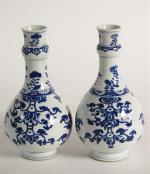 98 - CHINE - Paire de vases bouteilles en porcelaine...