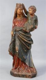 49 - Vierge et l'Enfant en bois peint en couleur....