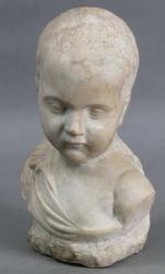 52 - Buste d'enfant en marbre blanc, d'après François DUQUESNOY,...