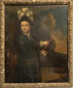 ECOLE FRANCAISE du XIXème
Portrait d'un enfant tenant un arc et...