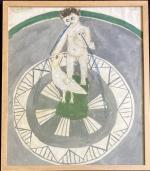 Guidette CARBONELL (1910-2008)
L'enfant et l'oiseau
projet de fontaine,
Aquarelle sur papier calque...