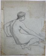 Félix Joseph BARRIAS (1822-1907)
Académie de femme assise de dos
Crayon noir,...