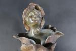 GODET Henri (1863-1936) : Femme-fleur. Bronze patiné signé, sur socle...
