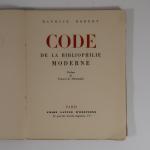 ROBERT (Maurice). Code de la bibliophilie moderne. Paris, Union latine...