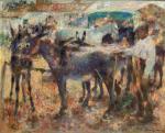 Henry SIMON (1910-1987)
Les ânes du marché
Huile sur toile signée en...