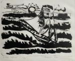 Jules PARESSANT (1917-2001)
Les vagues japonaises, 1990. 
Lithographie titrée, justifiée "4/5",...