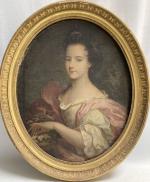 Ecole FRANCAISE vers 1720
Portrait de jeune fille à la robe...