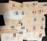 Dans une valise, lot de timbres et enveloppes 1er Jour....