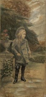 R. DE WISMES (début XXème)
Jeune enfant dans un parc
Aquarelle signée...