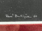 René BOLLIGER (1911-1971)
Nu et cheval, 1960. 
Gravure sur ardoise signée...