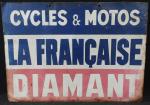 Cycles et Motos La Française Diamant. Plaque publicitaire en tôle...