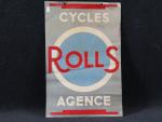 CYCLES ROLLS Agence - Plaque publicitaire en tôle double face...