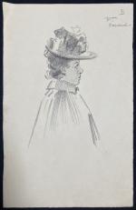 Maurice FEUILLET (1873-1968)
Affaire Dreyfus, madame Rapaud
Dessin titré
25.2 x 16 cm...