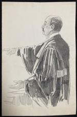 Maurice FEUILLET (1873-1968)
Affaire Dreyfus, portrait d'audience
Dessin
31 x 20 cm (salissures)
Provenance:
-...