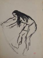 Jean LAUNOIS (1898-1942)
Ka bandant son arc
Lavis d'encre avec cachet du...
