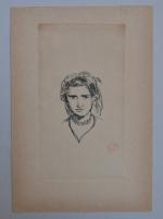 Jean LAUNOIS (1898-1942)
Portrait de dame au fichu
Encre avec cachet du...