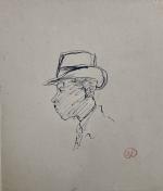 Jean LAUNOIS (1898-1942)
L'homme au chapeau
Encre avec cachet du monogramme en...