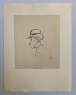 Jean LAUNOIS (1898-1942)
L'homme au chapeau
Encre avec cachet du monogramme en...