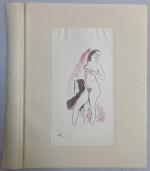 Jean LAUNOIS (1898-1942)
Prostituée
Encre rehaussée monogrammée
23.5 x 12.5 cm (légères piqûres)