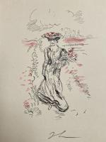 Jean LAUNOIS (1898-1942)
Portrait de dame
Estampe monogrammée 
16 x 12 cm