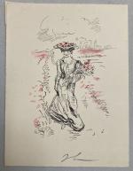 Jean LAUNOIS (1898-1942)
Portrait de dame
Estampe monogrammée 
16 x 12 cm